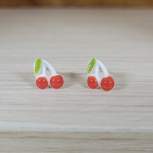 Cherry Ceramic Stud Earrings, ceramic